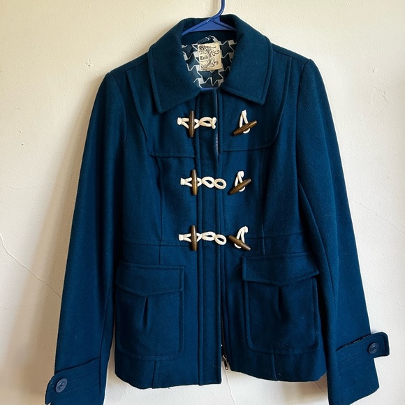 Tulle Jackets & Blazers - *Stunning* Peacock Blue Toggle Women's Jacket from Anthropologie